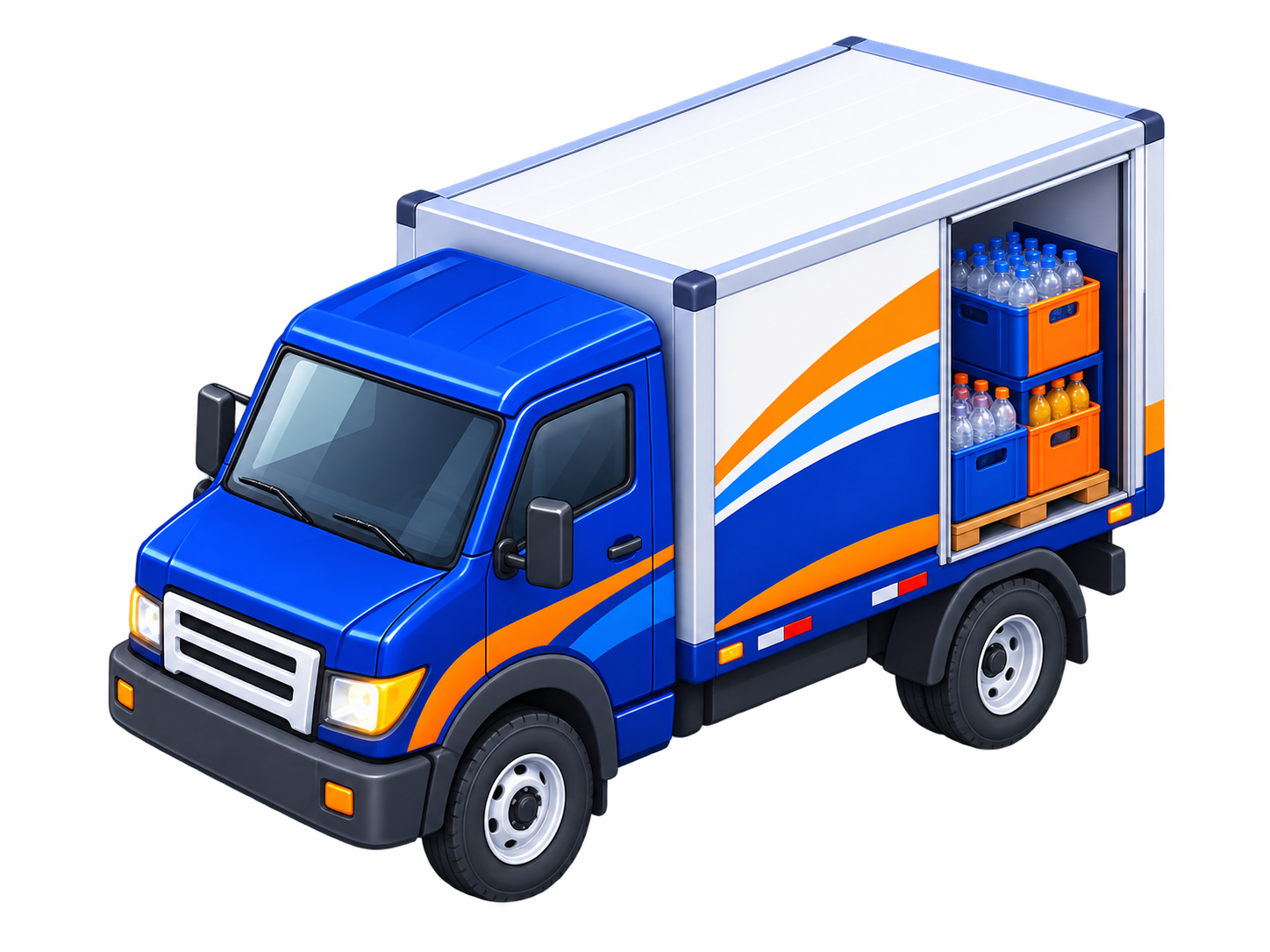 Caminhão azul e laranja